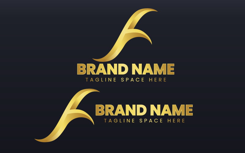 Modelo de logotipo de monograma dourado com letra de luxo f - identidade de marca