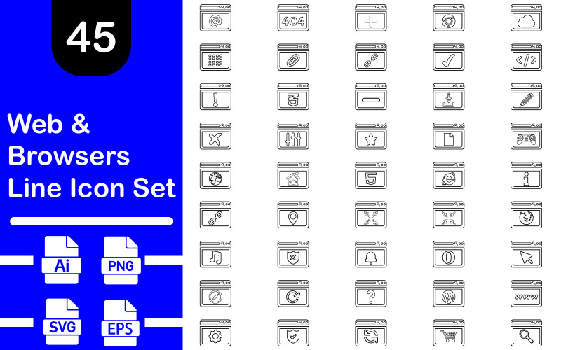 Pacchetto icone contorno Web e browser