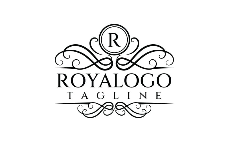 Royal Logo Design, Swirl Frame Logo, Počáteční Logo