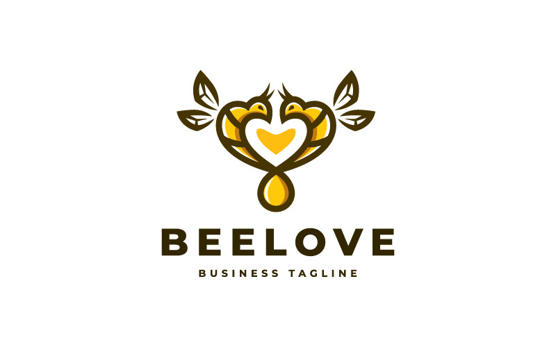 Szablon Logo miłości para pszczół