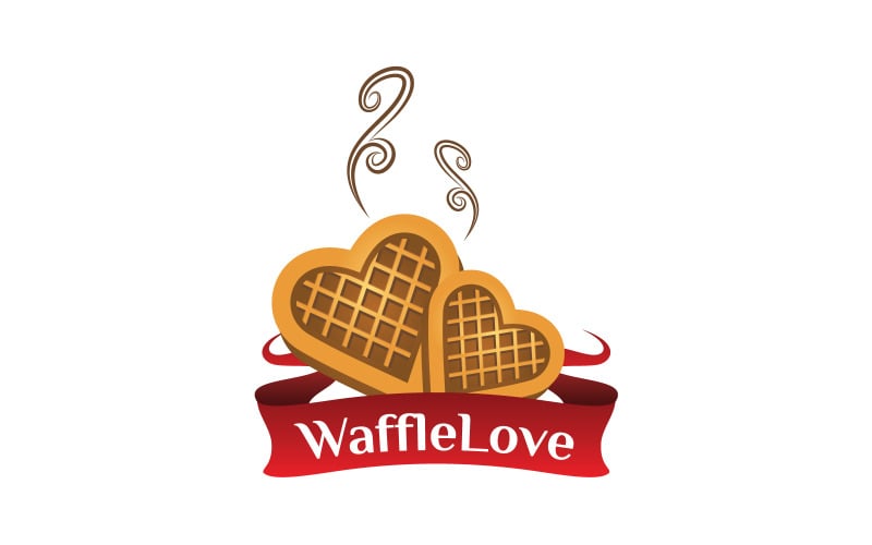 Waffle Love Logosu, Waffle Hearts Bakery Logo Tasarımı
