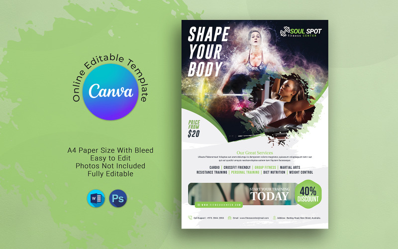 Modèle de flyer de remise en forme Canva Gym