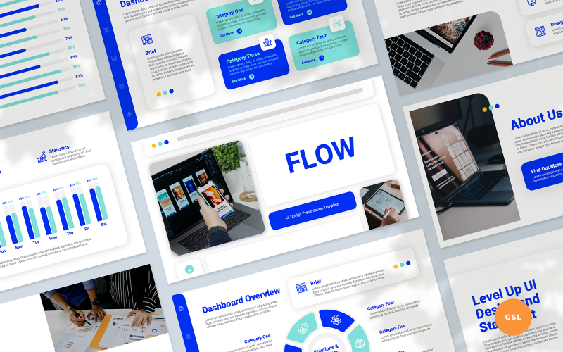 Akış - Kullanıcı Arayüzü Tasarım Sunumu Google Slaytlar Şablonu