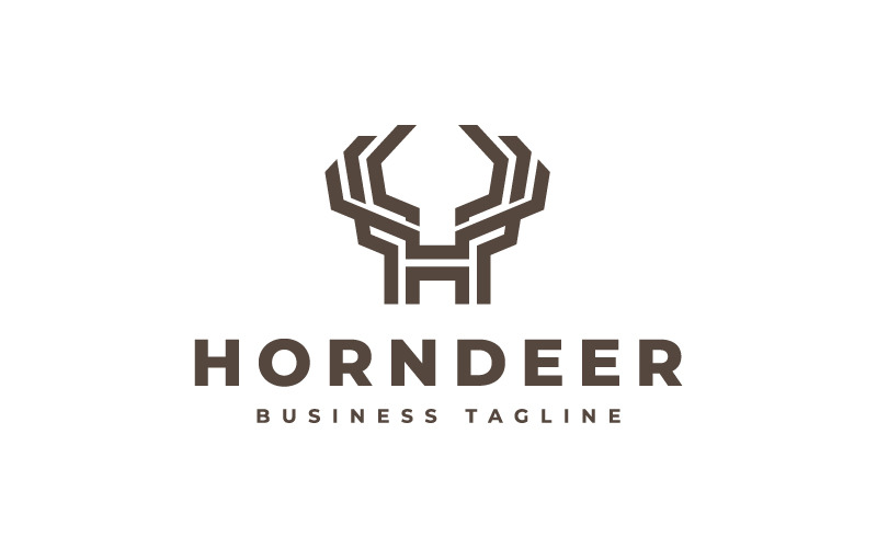 Horn Deer - Bokstaven H Logotyp Mall
