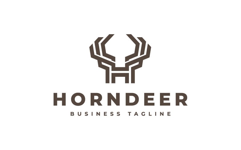 Horn Deer - Písmeno H Logo šablona