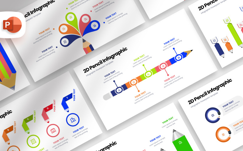 2D Pencil Infographic Шаблон презентації