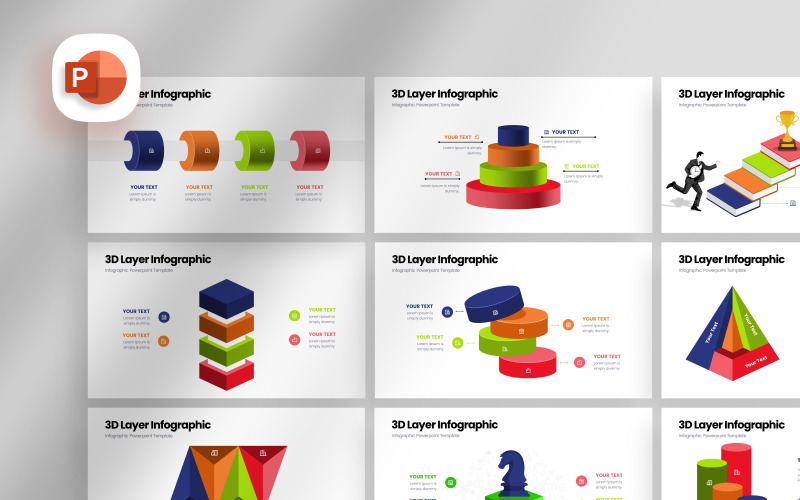 3D-laag infographic presentatiesjabloon
