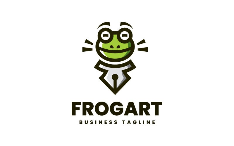 Modèle de logo d'art créatif de grenouille
