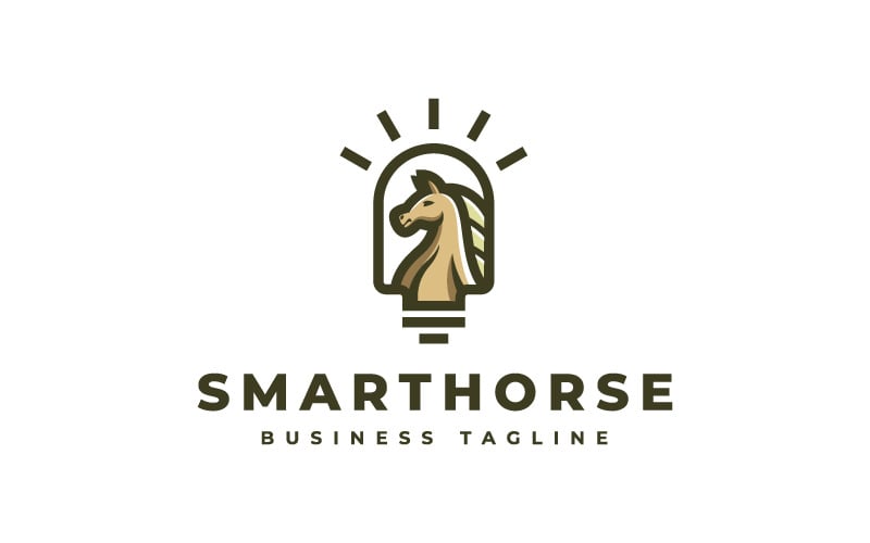 Modèle de logo de cheval intelligent