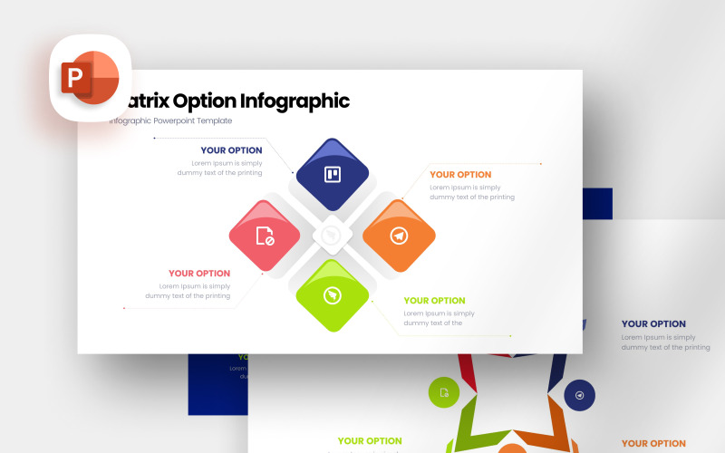 Modelo de apresentação de infográfico de opção de matriz