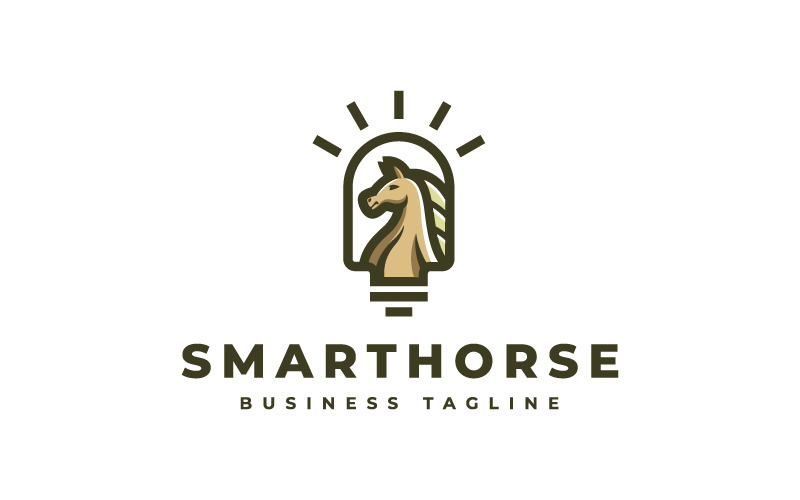 Modelo de logotipo de cavalo inteligente