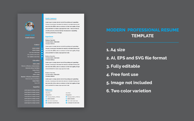 ElegaResume : modèle de CV professionnel contemporain gratuit