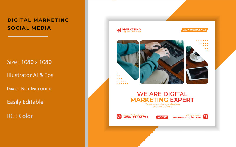 Modello di post e banner sui social media di marketing digitale