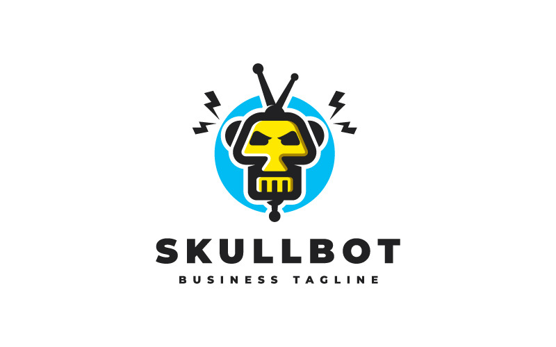 Modelo de logotipo de caveira de bot criativo
