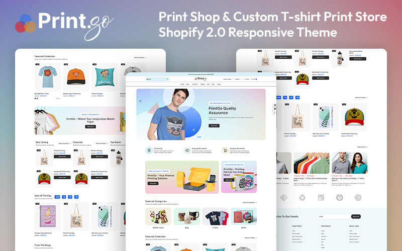 Printgo - T-shirt Afdrukken Modewinkel Multifunctioneel Shopify 2.0 Responsief thema