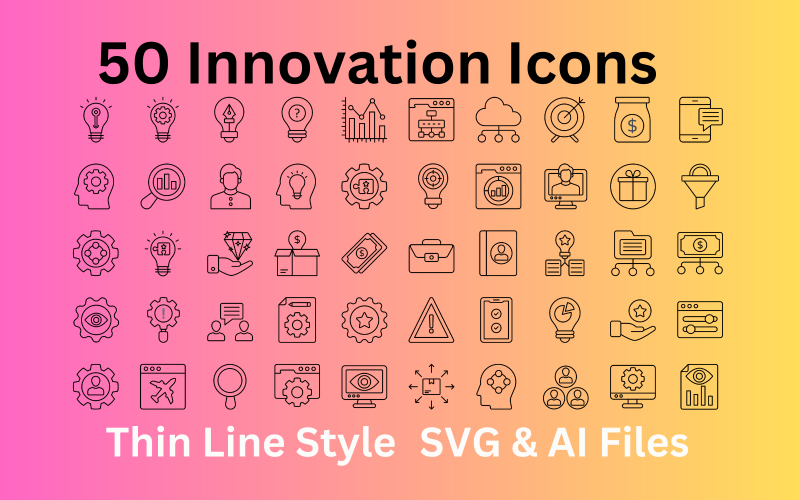Sada ikon inovací 50 ikon osnovy - soubory SVG a AI