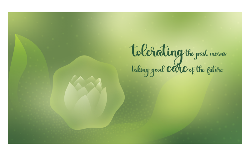 Fondo inspirador 14400x8100px en combinación de colores verdes con mensaje sobre tolerancia