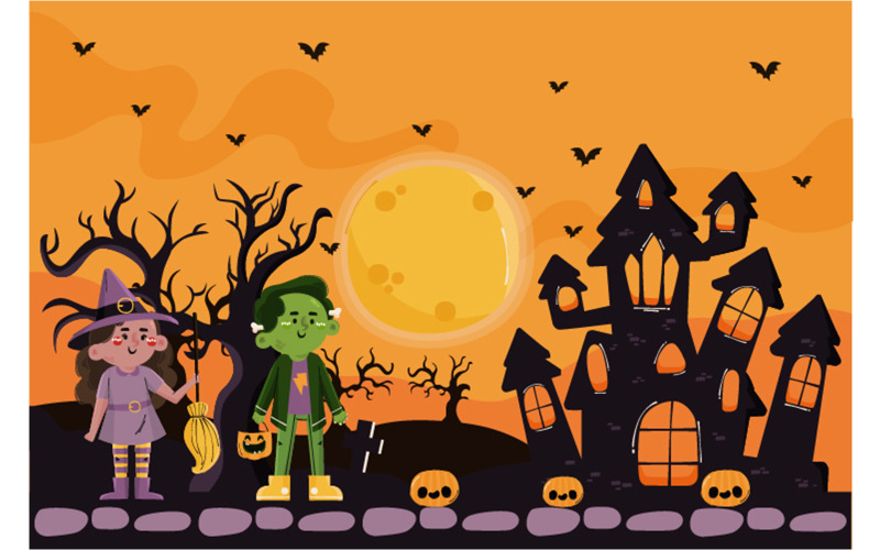 Hand getrokken Halloween-achtergrondillustratie