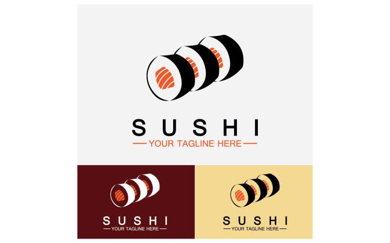 Sushi japan ikon logotyp vektor V10