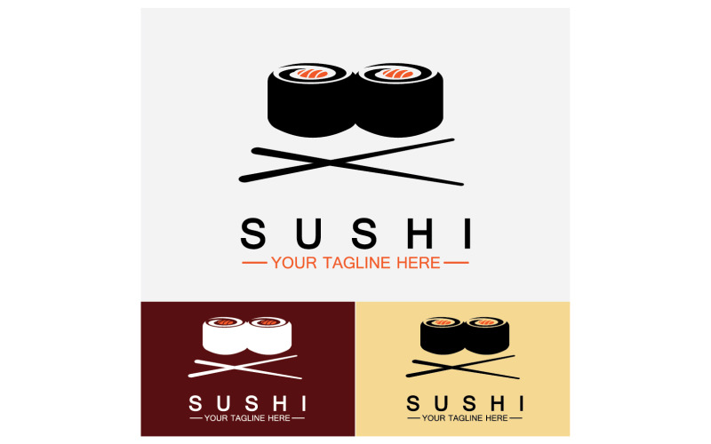 Sushi japan ikon logotyp vektor V15