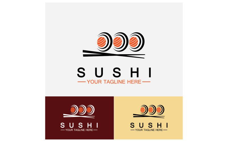 Sushi japan ikon logotyp vektor V7