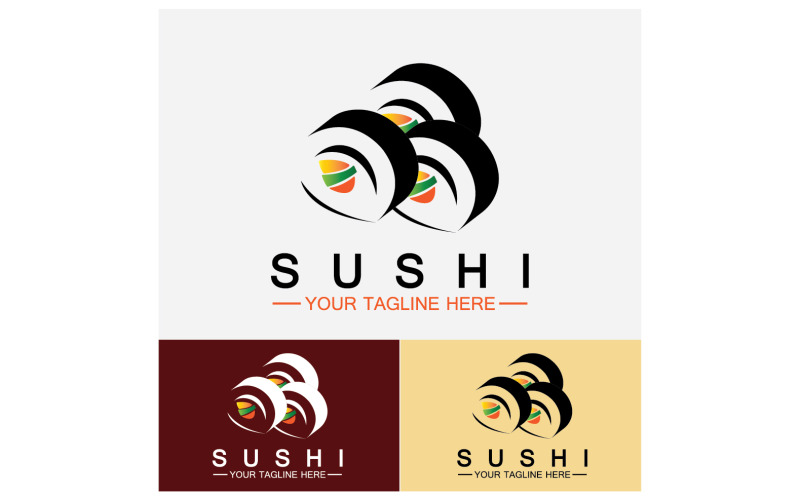 Sushi Japón icono logo vector V11