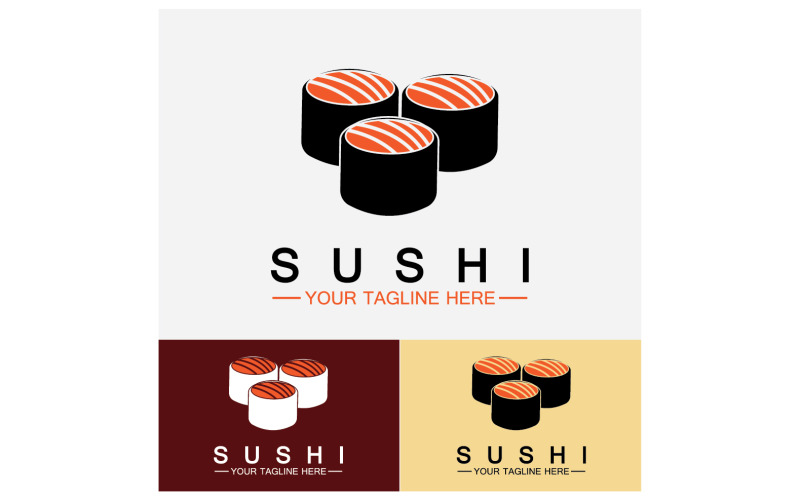 Sushi Japón icono logo vector V12