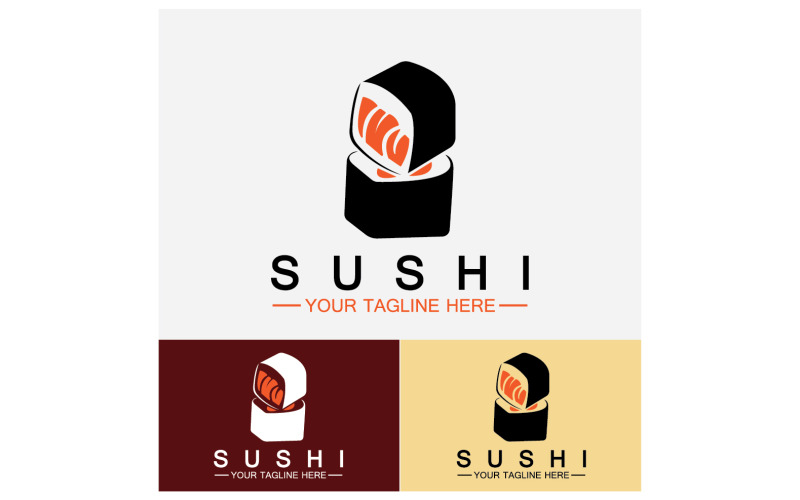 Sushi Japón icono logo vector V13