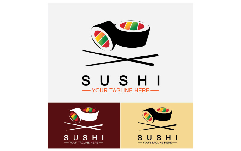 Sushi Japón icono logo vector V14
