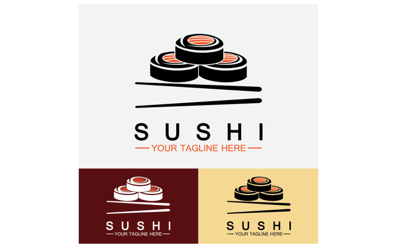 Sushi Japón icono logo vector V16