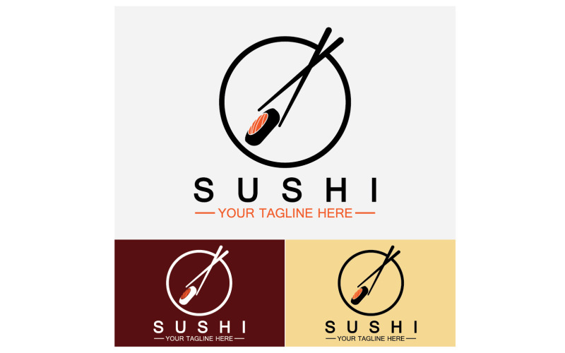 Sushi Japón icono logo vector V17