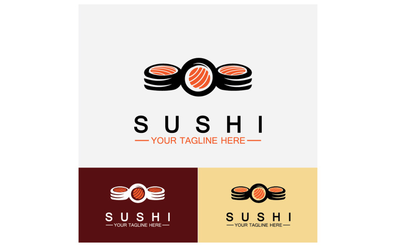Sushi Japón icono logo vector V5