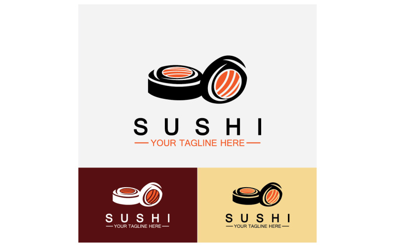Sushi Japón icono logo vector V8