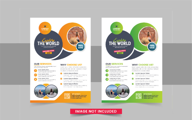 Holiday Travel Flyer Design vagy szerkeszthető utazási szórólap elrendezés