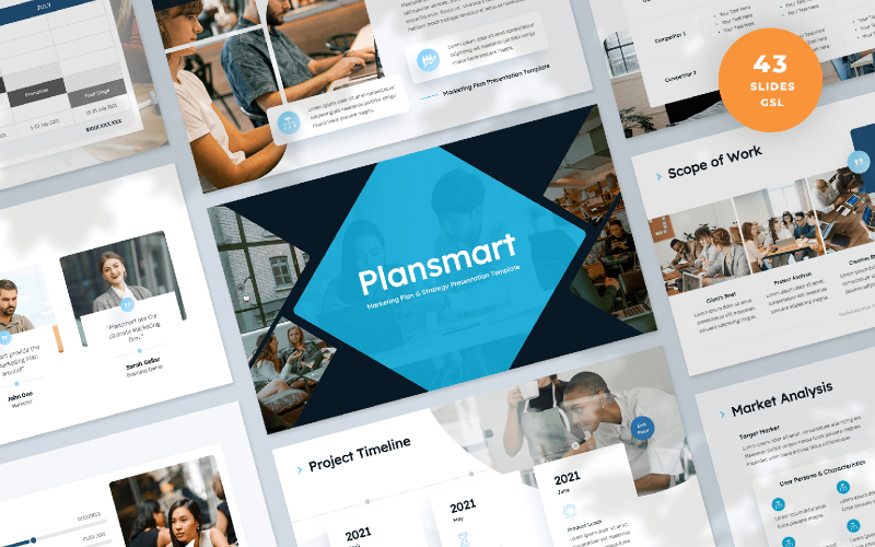 Plansmart – Prezentace marketingového plánu Šablona Prezentací Google