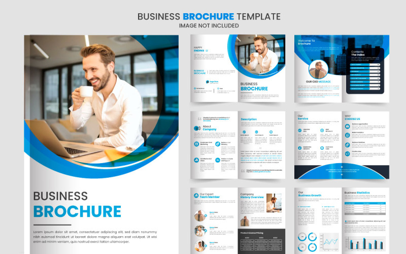 Minimális többoldalas üzleti brosúra sablon tervezés, éves jelentés, vállalati profil