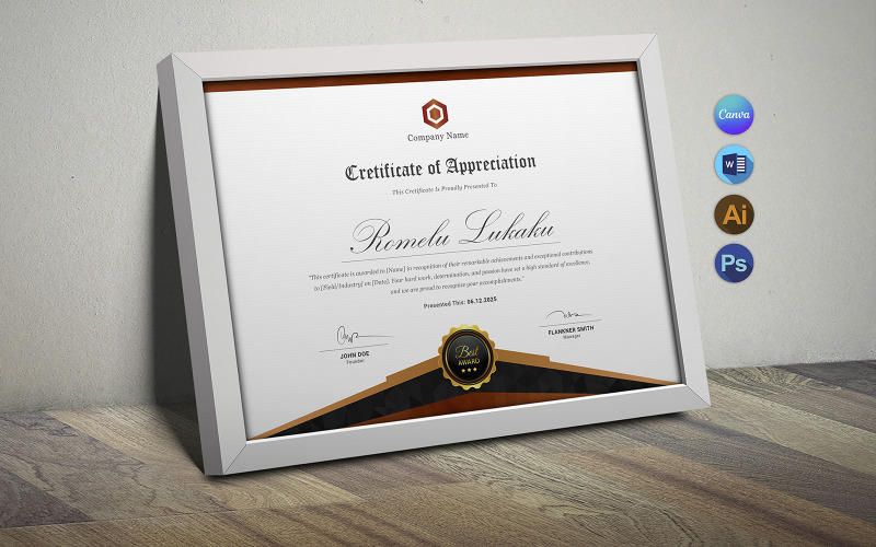 Modello Word per certificato premio Canva Beautiful