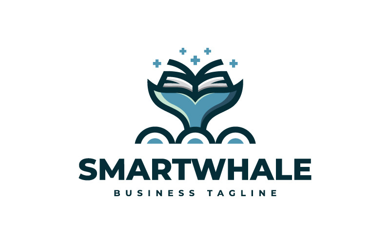 Modelo de logotipo de baleia inteligente