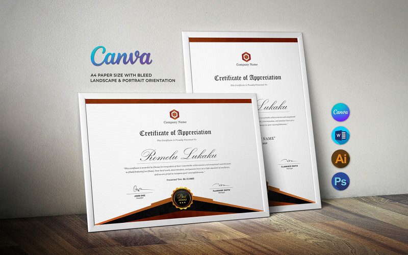 Stijlvolle waarderingscertificaatsjabloon Canva