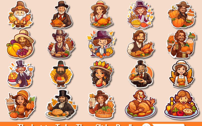 Thanksgiving Turkije thema stickers bundel