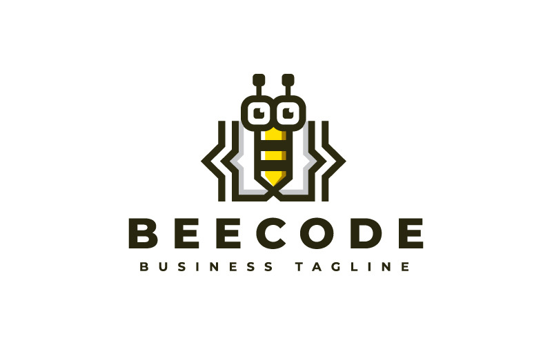 独特的蜜蜂代码标志模板