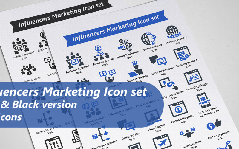 Influencers marknadsföring Ikonuppsättning