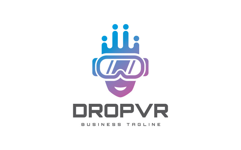 Modelo de logotipo VR de gota humana
