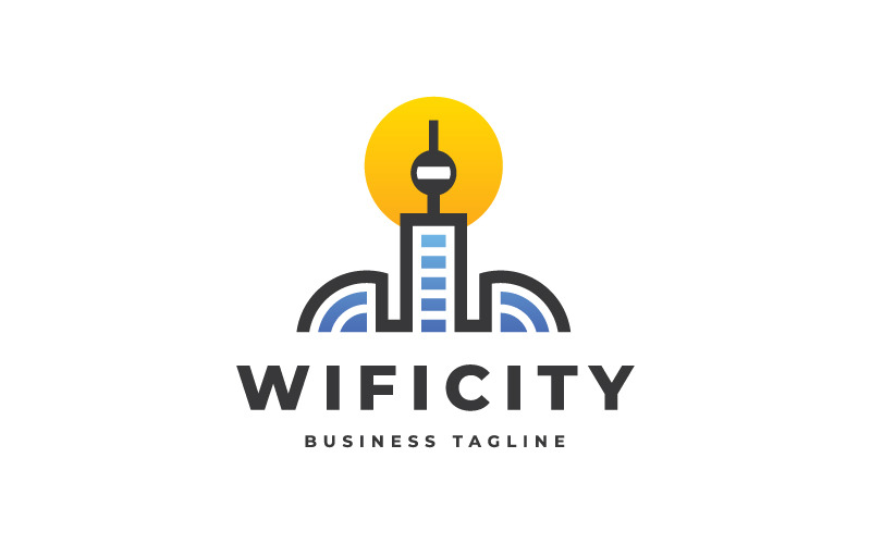 Современный шаблон логотипа Wi-Fi City