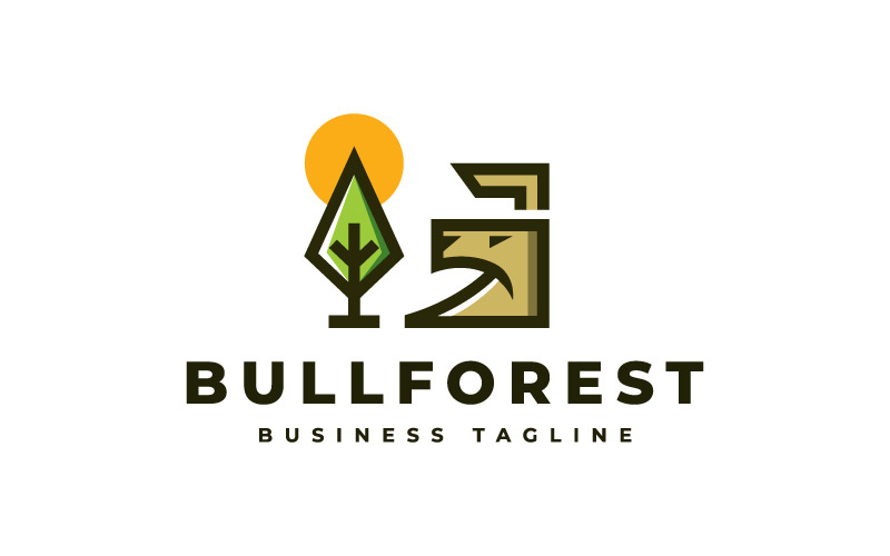 Vahşi Boğa Ormanı Logo Şablonu