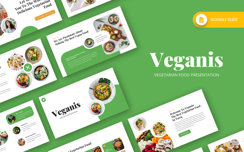 Veganis - Шаблон слайдов Google для вегетарианской еды