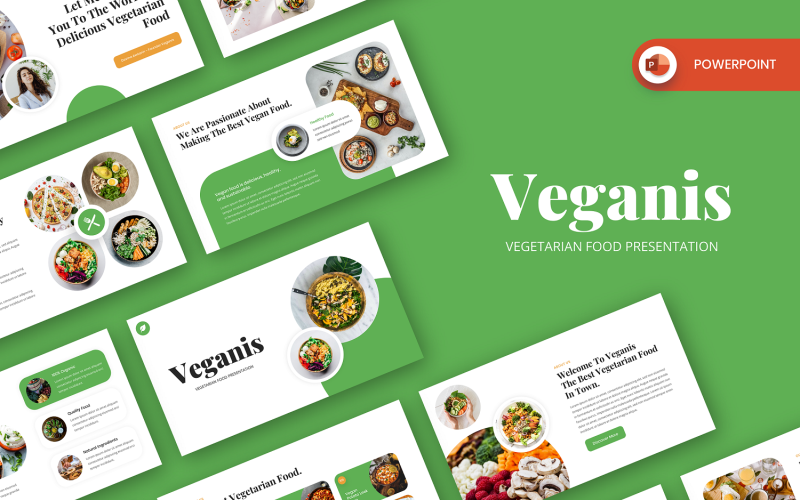 Veganis - Vegetarisch eten Powerpoint-sjabloon