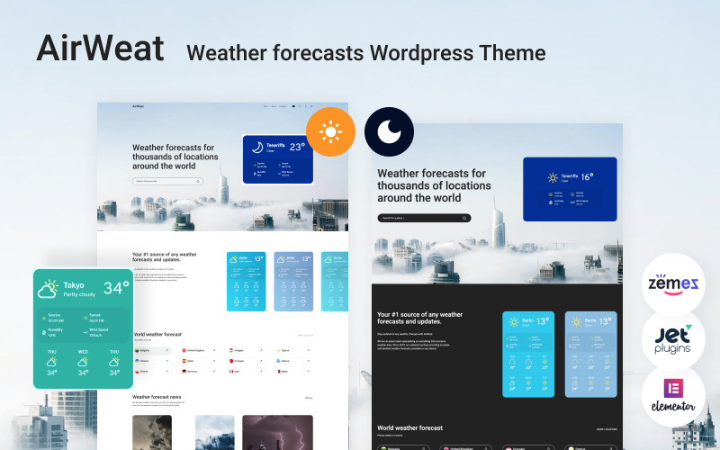 AirWeat - WordPress-thema voor weersvoorspellingen voor meteorologische diensten