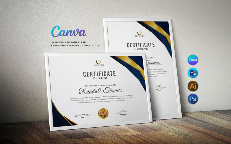 Canva Çok Amaçlı Sertifika Şablonu