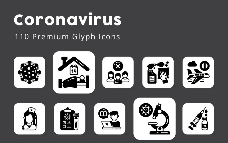 Coronavirüs Premium Glif Simgeleri